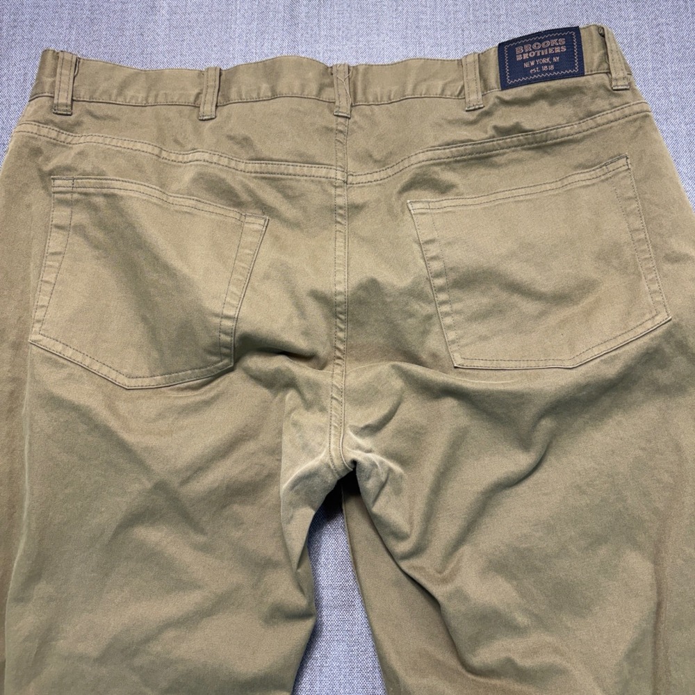 Brooks Brothers Slim Fit Khaki Tan 5-Pocket Stretch Pants Mens 38x30 - Picture 9 of 13